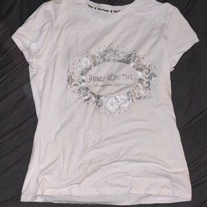 Juicy Couture White Short-Sleeve Tee with Silver Logo